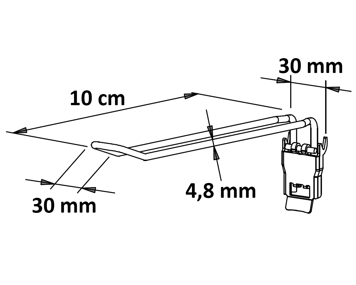 Zweifachhaken mit Verriegelung Länge: 10 cm EHB: 30 mm neu