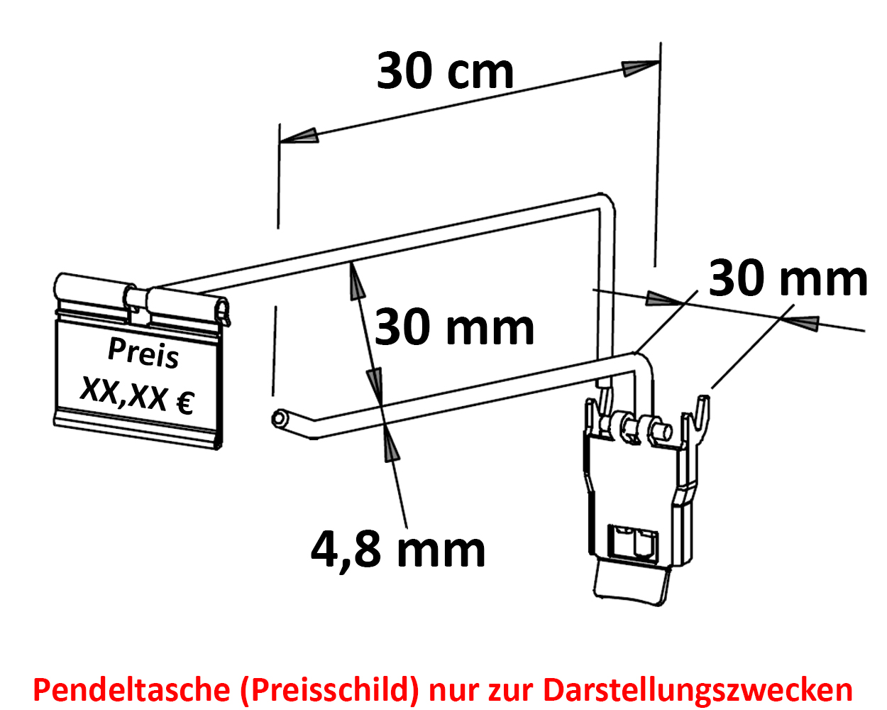 Einfachhaken mit Steg & Verriegelung Länge: 30 cm EHB: 30 mm neu