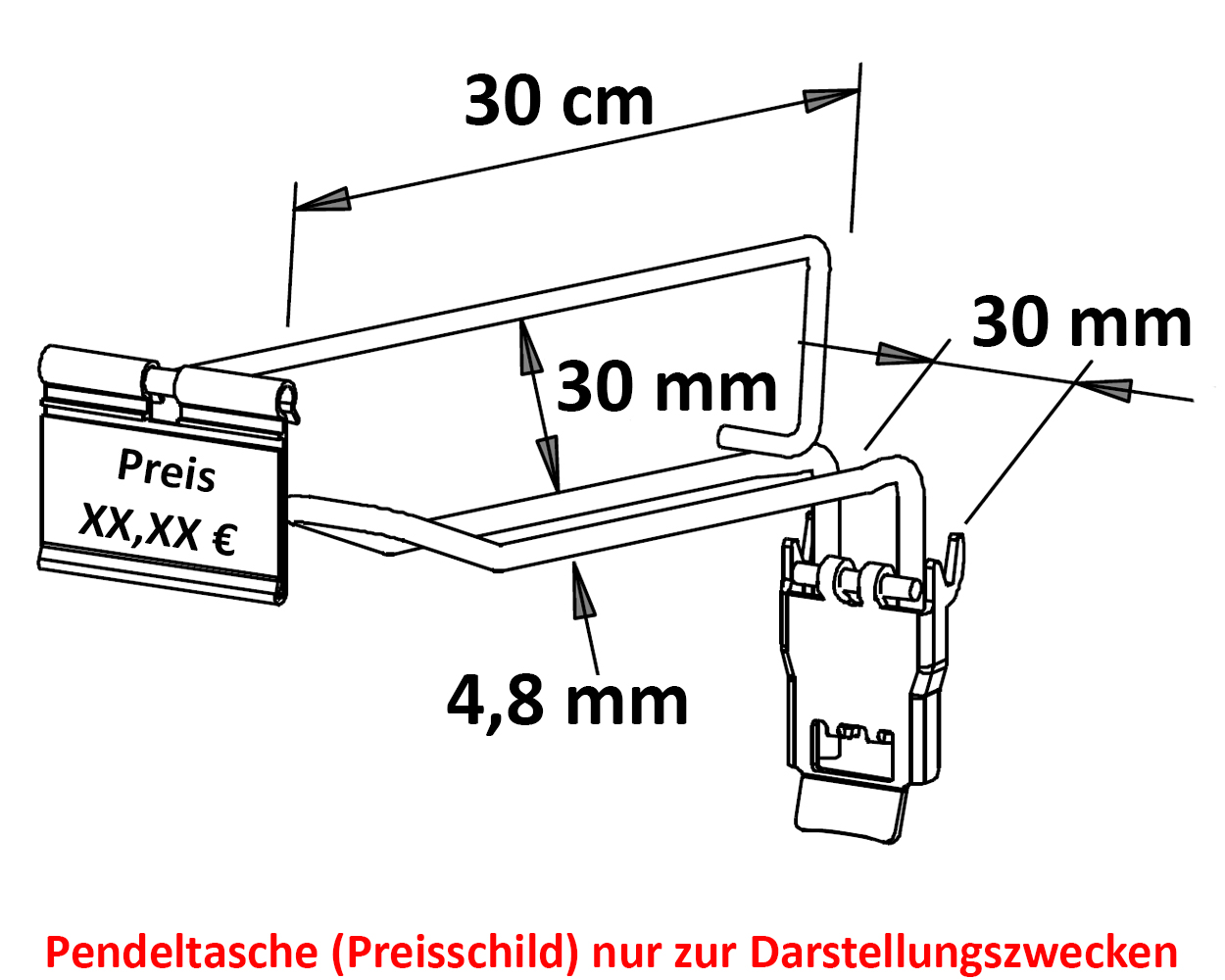 Zweifachhaken mit Steg & Verriegelung Länge: 30 cm EHB: 30 mm neu