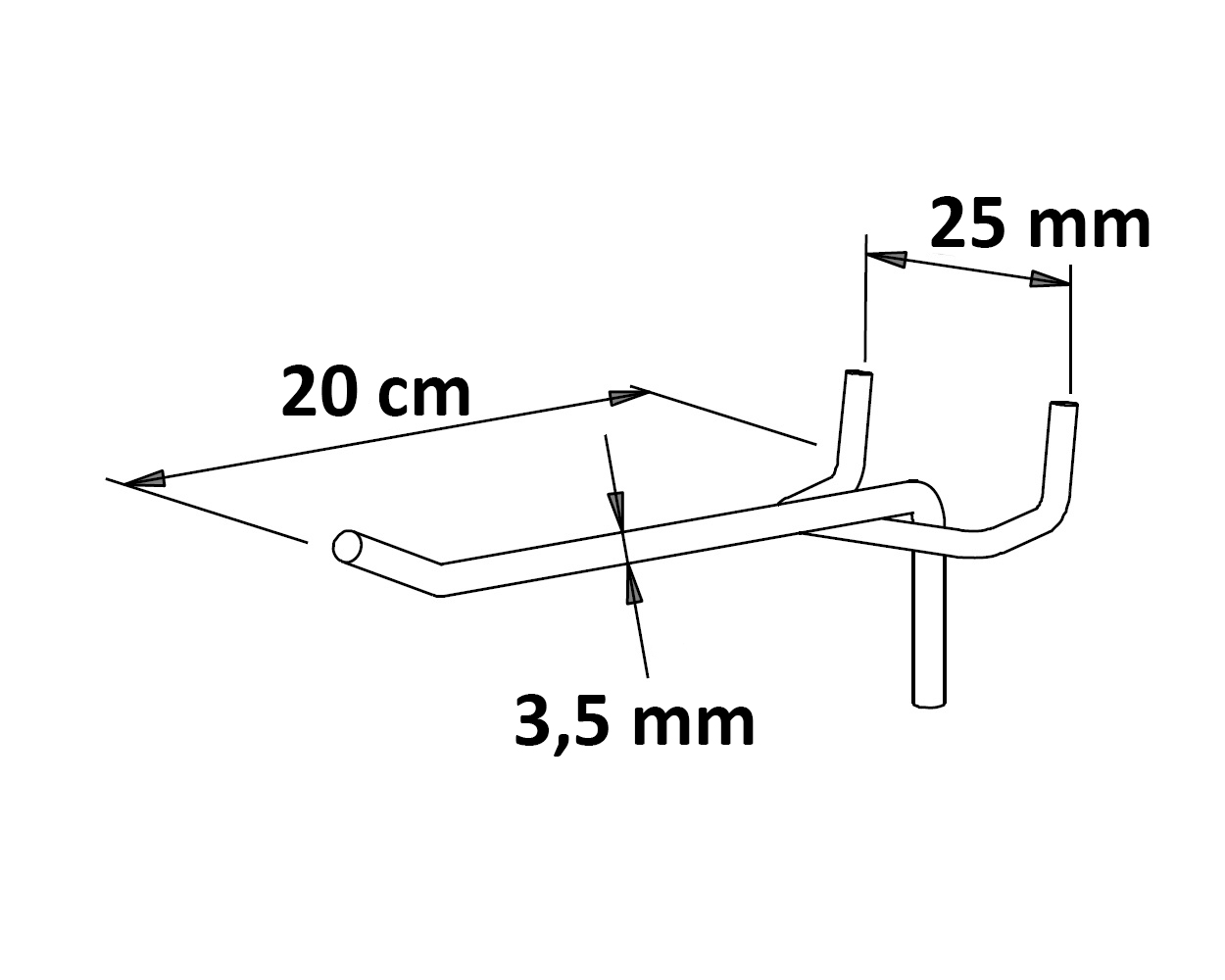 Einfachhaken ohne Kugel Länge: 20 cm EHB: 25 mm neu