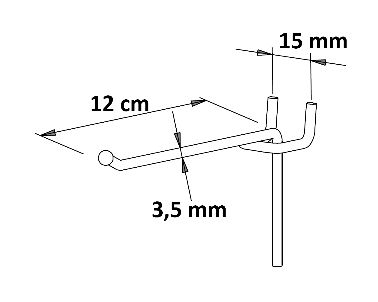 Einfachhaken mit Kugel Länge: 12 cm EHB: 15 mm neu