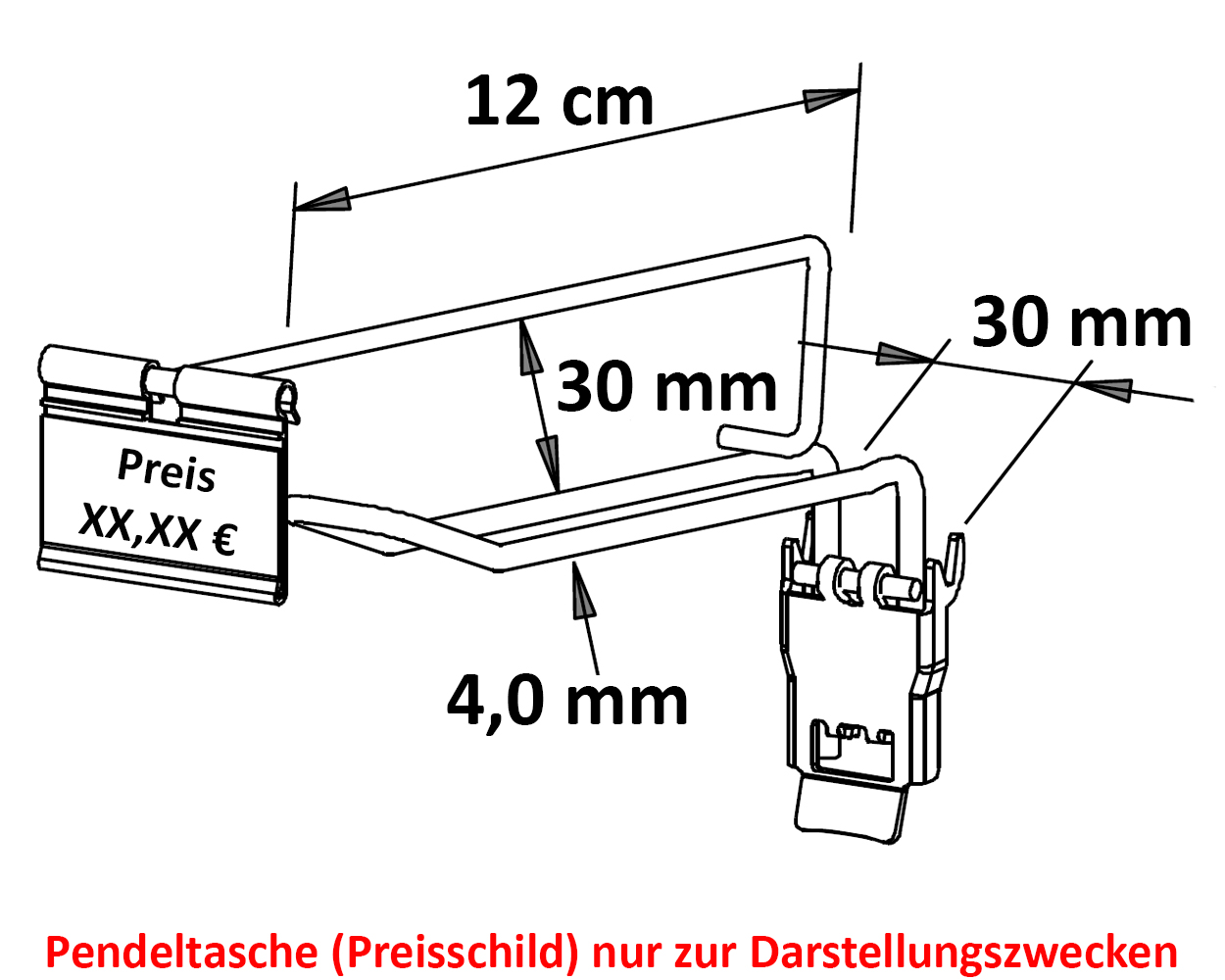 Zweifachhaken mit Steg & Verriegelung Länge: 12 cm EHB: 30 mm neu