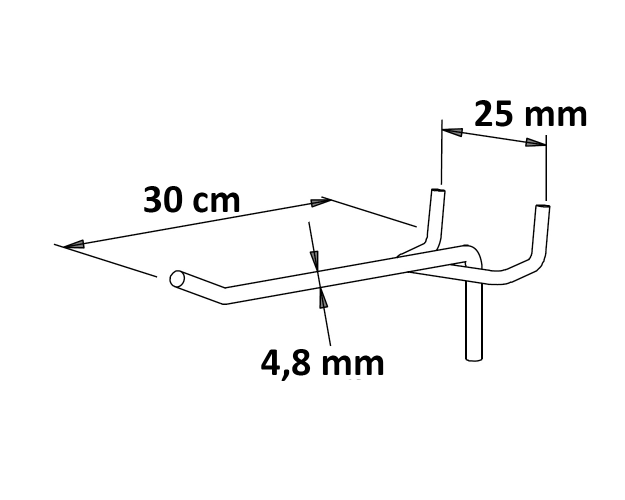 Einfachhaken ohne Kugel Länge: 30 cm EHB: 25 mm neu