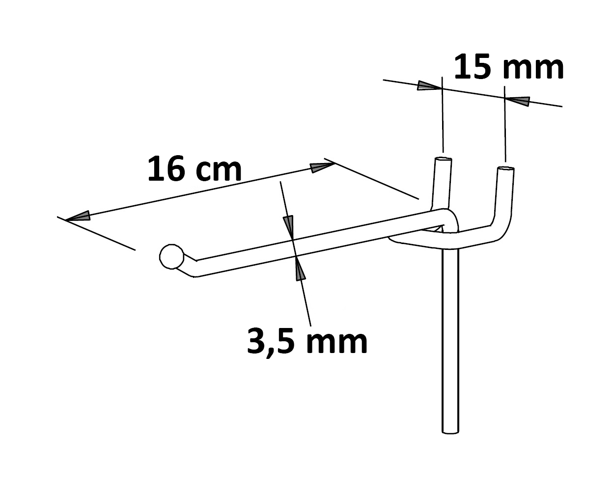 Einfachhaken mit Kugel Länge: 16 cm EHB: 15 mm neu