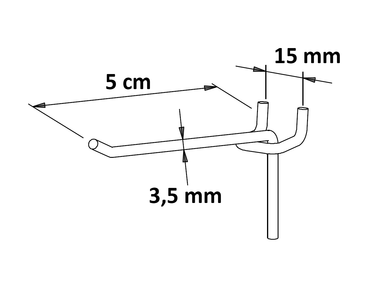 Einfachhaken ohne Kugel Länge: 5 cm EHB: 15 mm neu