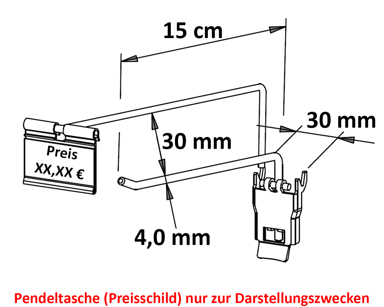 Einfachhaken mit Steg & Verriegelung Länge: 15 cm EHB: 30 mm neu