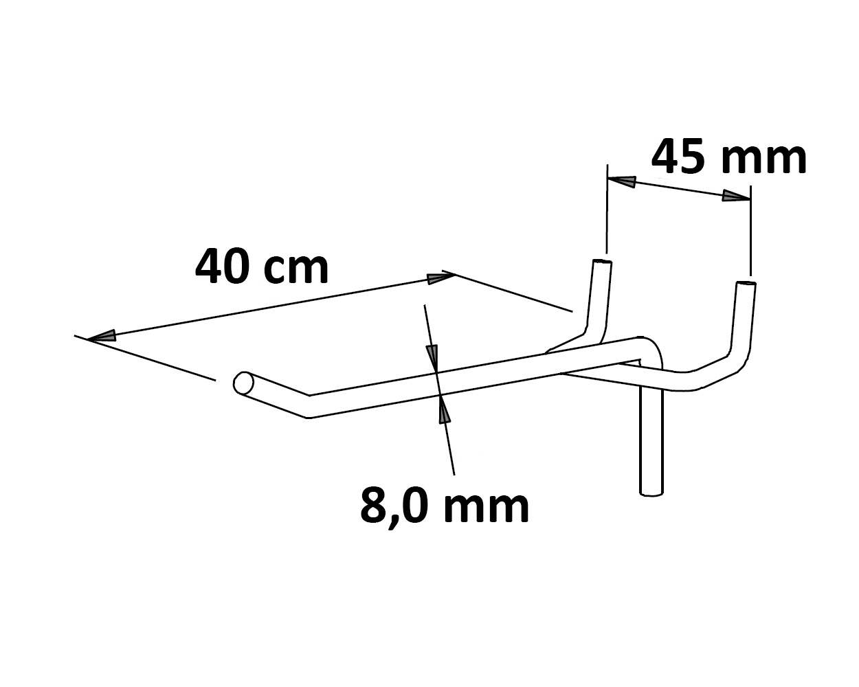 Einfachhaken ohne Kugel Länge: 40 cm EHB: 45 mm neu