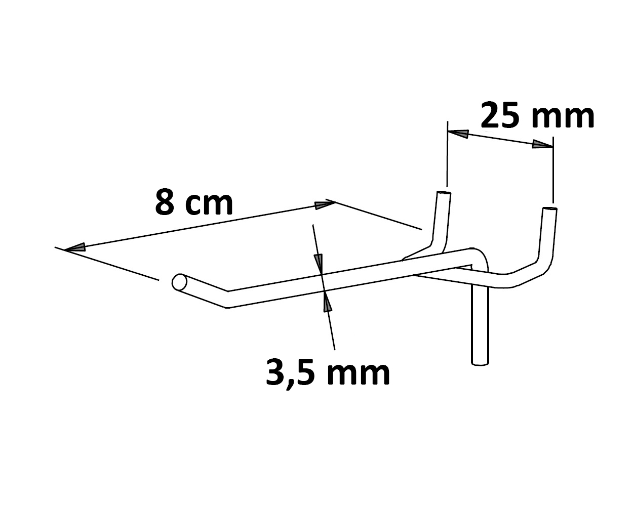 Einfachhaken ohne Kugel Länge: 8 cm EHB: 25 mm neu