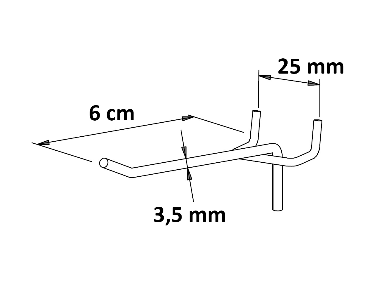 Einfachhaken ohne Kugel Länge: 6 cm EHB: 25 mm neu