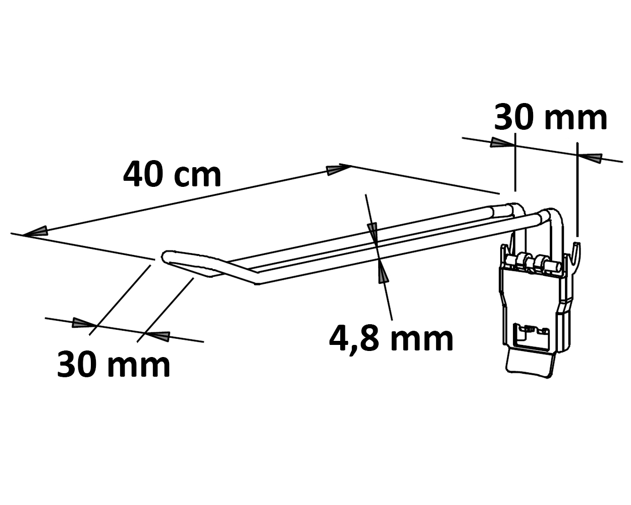 Zweifachhaken mit Verriegelung Länge: 40 cm EHB: 30 mm neu